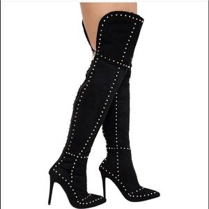 Thigh high studded boots